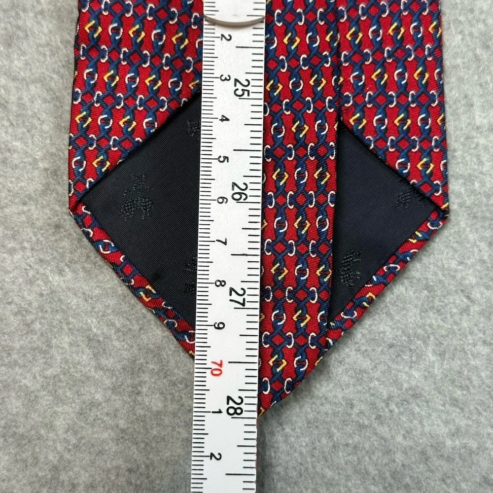 Vintage Brooks Brothers Makers Silk Tie Red Blue Geometric USA Necktie 56x3.75in